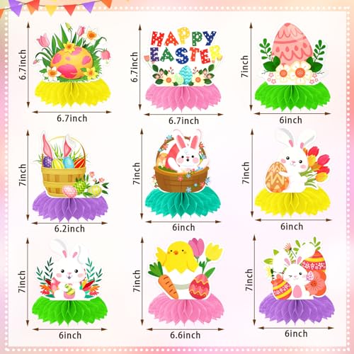 Happy Easter Honeycomb Centerpiece Decorations for Table