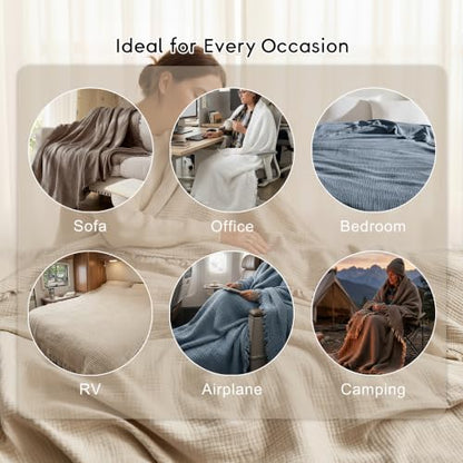 WDCOZY Muslin Blanket 100% Cotton Blankets King Size 4-Layer Breathable Lightweight Soft for Couch Boho Farmhouse Linen Tassels Ruffle Gauze Blankets 108x90 Inches Sage Green - color: Sage Green, size: King (108"x90")