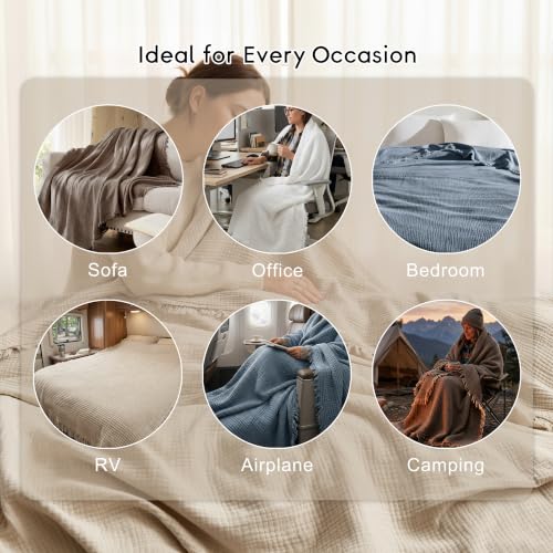 WDCOZY Muslin Blanket 100% Cotton Blankets Twin Size 4-Layer Breathable Lightweight Soft for Couch Boho Farmhouse Linen Tassels Ruffle Gauze Blankets 60x80 Inches Sage Green - color: Sage Green, size: Twin (60"x80")