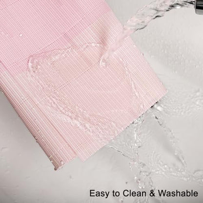 Placemats Set of 6, Vinyl Woven Heat-Resistant Place Mats - color: Beige Pink, size: Set of 6