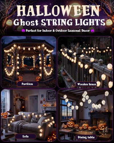 8.5FT Halloween Skull String Lights, Plug-in 10 LED Decor - color: Grimace String Lights