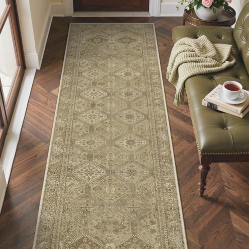2x7 Runner Rug for Hallway Entryway Kitchen Rug Washable Runner Brown - color: Area Brown, size: 2' x 7' (Rectangular)