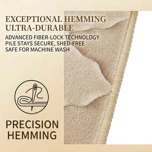 Memory Foam Bath Mat Non-Slip Cushioned Bathroom Floor Rug for Family Beige - color: Beige