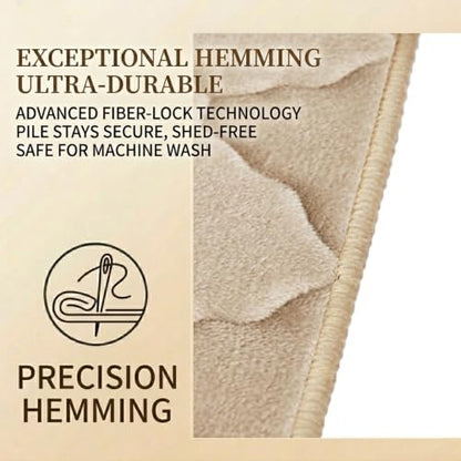 Memory Foam Bath Mat Non-Slip Cushioned Bathroom Floor Rug for Family Beige - color: Beige