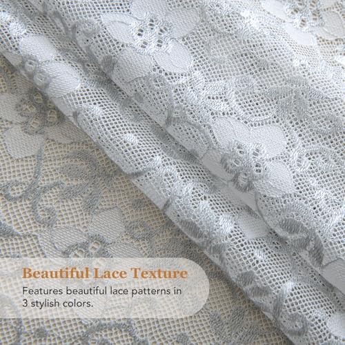 PearAge Lace Sheer Curtains for Living Room, 63 Inch Length, Elegant Lace-Style Voile Drapes for Bedroom, Kitchen or Dining Room, 42W x 63L Inch, 2 Panels Grey - color: Grey