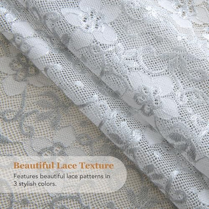 PearAge Lace Sheer Curtains for Living Room, 63 Inch Length, Elegant Lace-Style Voile Drapes for Bedroom, Kitchen or Dining Room, 42W x 63L Inch, 2 Panels Grey - color: Grey