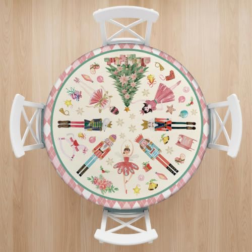 Nutcracker Christmas Tablecloth Round 43x43 Inch Polyester Woven - color: Nutcracker