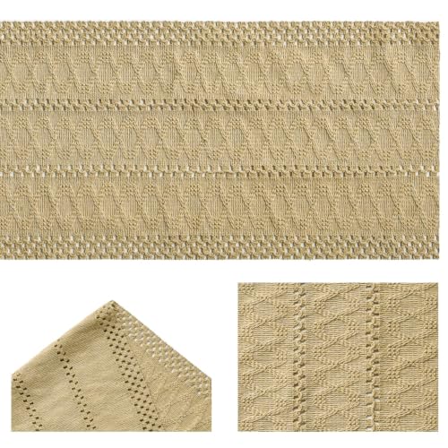Artoid Mode Burlap Brown Woven Farmhouse Hollow Table Runner 12x36 Inch - color: Burlap Brown, size: 12" x 36", Table Runner