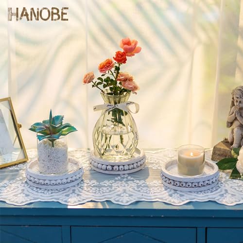 Hanobe Wooden Candle Holder for Pillar Candles Set of 3 Candlestick Holders