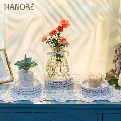 Hanobe Wooden Candle Holder for Pillar Candles Set of 3 Candlestick Holders