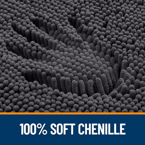 OLANLY Toilet Rugs U-Shaped 20x20, Soft Absorbent Chenille Contour Rugs - color: Dark Grey, size: 20" X 20" Contour Rug