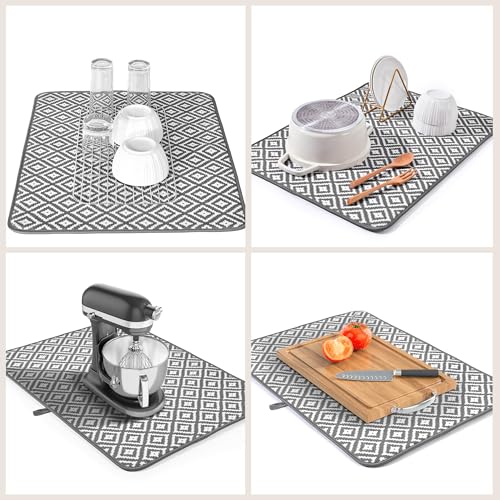 Large Dish Drying Mat 2 Pack,Cloth Tapete Escurridor De Platos,Xl - color: Dark Gray 2P 24*18