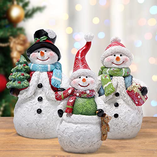 Hodao 3 PCS Christmas Snowman Family Decoration, Xmas Snowman Figurines - color: White-3