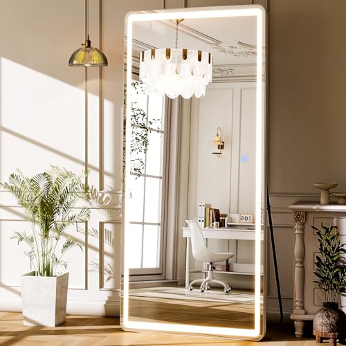 GLSLAND 65"x26" LED Mirror Full Length, Floor Mirrors with Lights - color: Rectangle, size: 65"L x 26"W