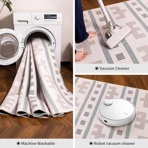 8x10 Washable Area Rug for Living Room, Neutral Geometric, Cream Beige - color: Cream Beige, size: 8' x 10'(Rectangular)