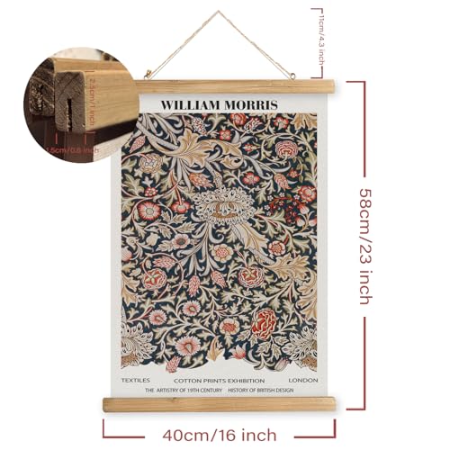 MIDEFINCH William Morris Vintage Ornate Floral Linen Canvas Scroll Poster - color: WILLIAM MORRIS E