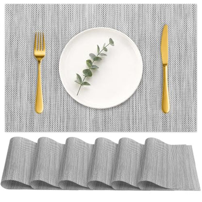HOOMIL Placemats Set of 6, Heat Resistant, Light Gray - color: Light Gray, size: Set of 6