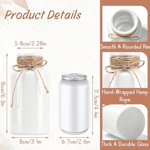 12 Pack Mason Jar Vases for Centerpieces, White Glass Flower Vase - color: White