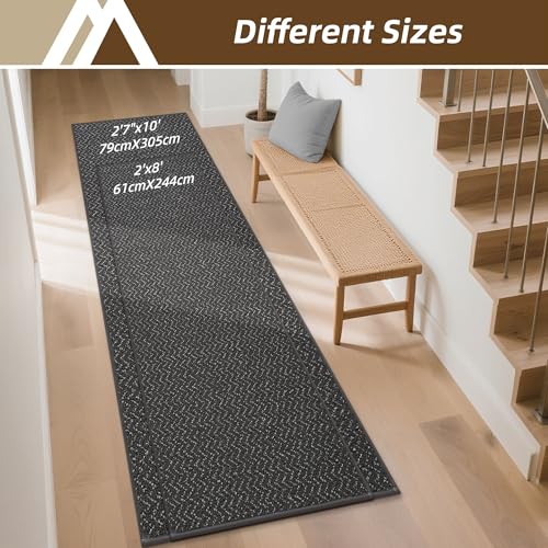 COSY HOMEER Hallway Runner Rugs Non-Slip Washable 2'7"x10' Dark Grey - color: Dark Grey, size: 2'7" x 10'