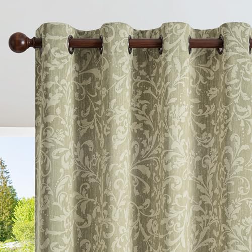 jinchan Sage Floral Curtians 72 Inch Room Darkening Grommet 2 Panels - color: *Dusty Sage, size: 50"W x 72"L (Pack of 2)