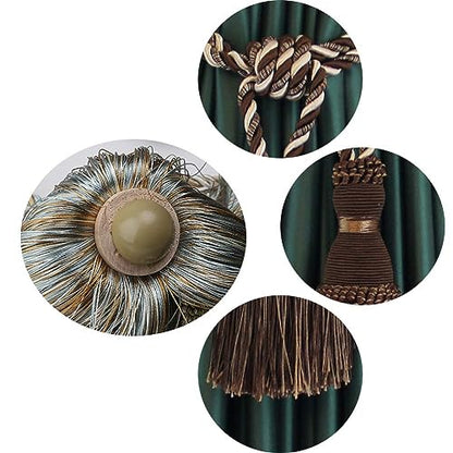 BEL AVENIR 2 Pack Curtain Tiebacks Tassel Drapery Tie-Backs Rope Holdbacks - color: Mix Coffee, size: 2 Pack