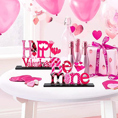 Valentine's Day Decorations Romantic Tabletop Centerpiece Signs Love Wooden Table Sign Valentines Decorations for Home Decor Gift Dining Room Table Wedding Anniversary Party - style: Valentines decorations
