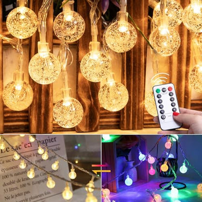 Minetom Globe String Lights - color: Globe - Warm White + Multicolor - 33 FT
