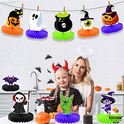 KatchOn Halloween Honeycomb Centerpieces, Pack of 9 - color: Green, Orange & Black