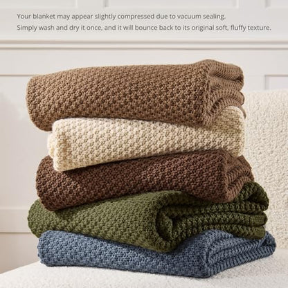 Light Blue Throw Blanket, Sweater-Soft Moss Knit, 60x80 Inches - color: Moss-light Blue, size: 60"x80"