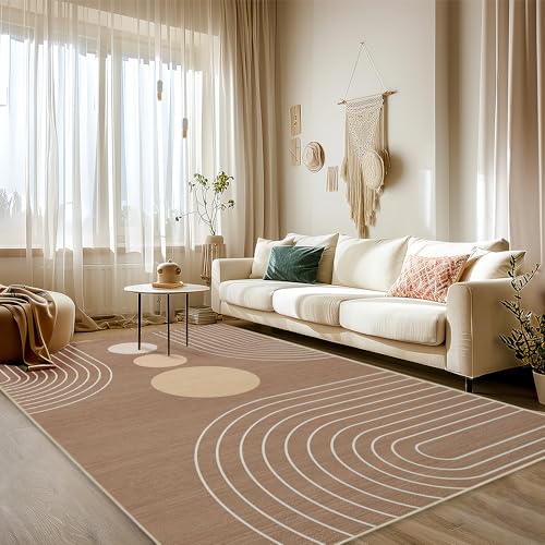 Area Rug 6x9 Boho Modern Geometric Brown Abstract Rug Living Room Washable - color: Camel Brown, size: 9' x 6' (Rectangular)