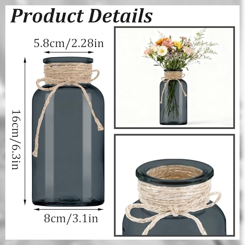 12 Pack Mason Jar Vases for Centerpieces, Black Glass Flower Vase - color: Black