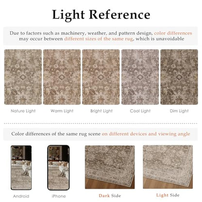 HUGEAR 5x7 Taupe Retro Distressed Washable Area Rug for Living Room - color: A| Taupe, size: 5' x 7' (Rectangular)