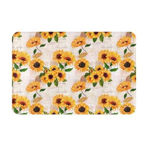 Sunflowers Bath Mat Non-Slip Soft Flannel Bathroom Rugs Washable Bathmat, Carpet Rug Entryway Decor for Tub Shower Room Floor Home Kitchen,24x16 in - color: Sunflowers, size: 1'4" x 1'11" (Rectangular)