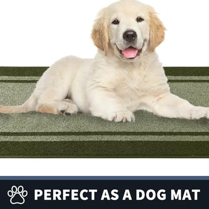 PURRUGS Dirt Trapping Door Mat, 32" x 48", Budding Green & Sage Green - color: Budding Green & Sage Green, size: 32" X 48"