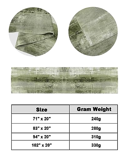 Bed Runner for Cal.King Size Bed, Sage Green Bed Scarf Throws for Foot of Bed, Modern Geometric Oil Painting Abstract Art Bedding Protector Slipcover Bed Runners for Hotel/Home, 102 x 20 Inch - size: 102 x 20 inches(Cal. King)