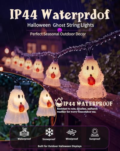8.5FT Halloween Ghost Pumpkin String Lights, Plug-in 10 LED Decor - color: Ghost Pumpkin String Lights