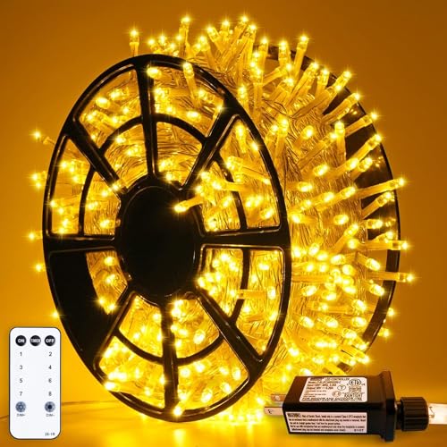 JMEXSUSS 500 LED Christmas Lights Outdoor, 8 Modes Christmas Tree Lights - color: Warm White, size: 500 LED