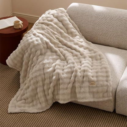 Bedsure Cloud Bubble Blanket, Soft Cozy Throw, Beige, 50"×60" - color: 04 Beige, size: Throw (50" X 60")