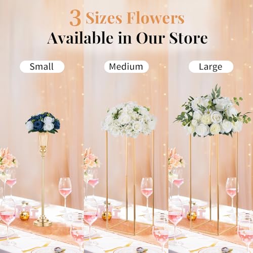 NUPTIO Flower Centerpieces for Tables, Fake Rose Balls, Navy Blue & White - color: Navy Blue & White, size: 2 Pcs