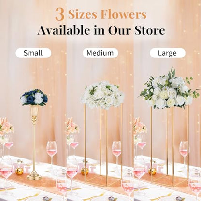 NUPTIO Flower Centerpieces for Tables, Fake Rose Balls, Navy Blue & White - color: Navy Blue & White, size: 2 Pcs