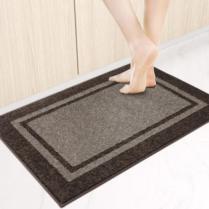Kitchen Rugs 24" x 36", Non-Slip Kitchen Mats, Grayish Brown & Coffee - color: Grayish Brown & Coffee, size: 24" X 36"