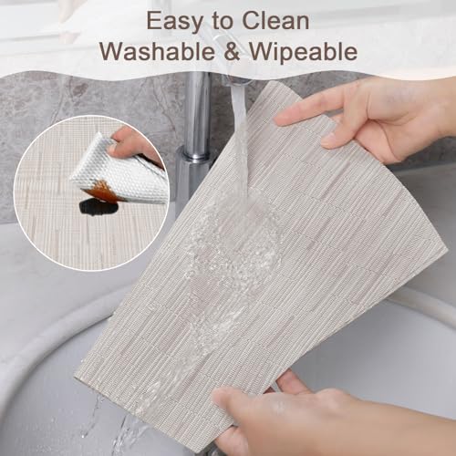 SHACOS Wedge Placemats for Small Round Table Set of 4 Woven Vinyl PVC Placemats Heat Resistant Wipeable Indoor Outdoor Table Mats (4, Beige) - color: Beige