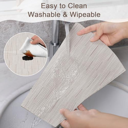 SHACOS Wedge Placemats for Small Round Table Set of 4 Woven Vinyl PVC Placemats Heat Resistant Wipeable Indoor Outdoor Table Mats (4, Beige) - color: Beige
