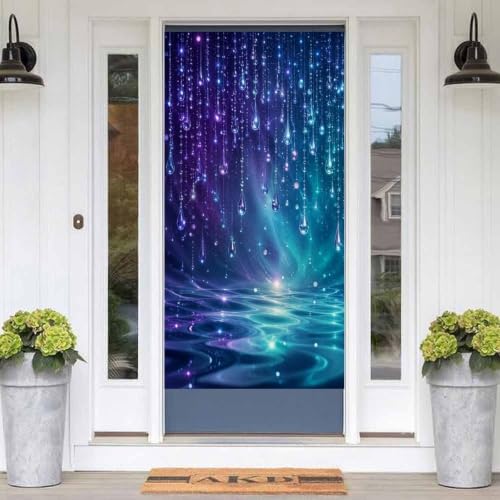 Starry Water Drops Glow Night Sky Door Curtain 70 X 35.4 Inch, Privacy Door Cover Decorative Room Divider Curtain Hanging Doorway Window Panel for Bedroom Living Room Bathroom Office Home Decor - color: Starry Water Drops Glow Night Sky