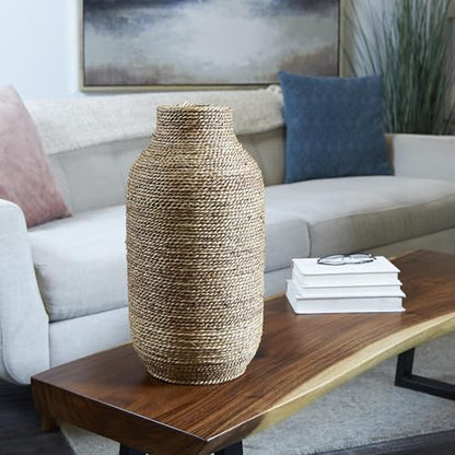 Deco 79 Seagrass Vase, Vase 10" x 10" x 19", Brown - size: 10" x 10" x 19"