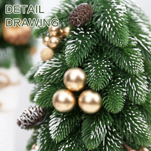 2PCS Gold Small Mini Tabletop Christmas Tree for Home Indoor Decorations - color: Gold