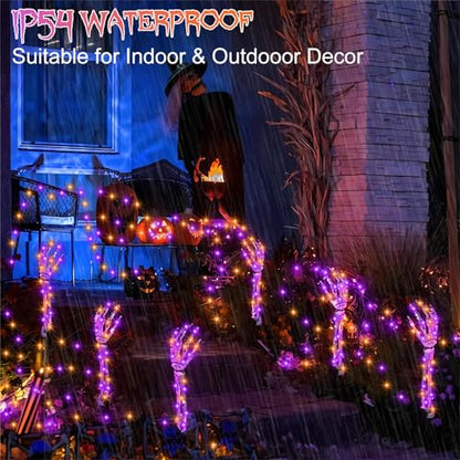 CCILAND 2 Pack 20FT Halloween Fairy Lights Battery Operated with Timer - color: Purple & Orange