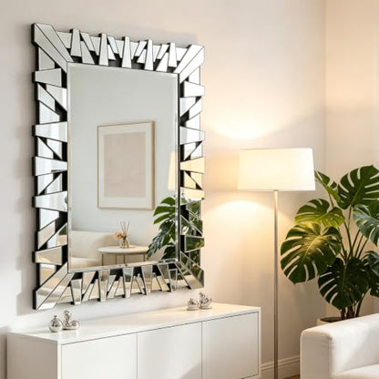 32"x47" Rectangular Large Wall Mirror for Decor with Glass Frame - size: 47"L x 32"W