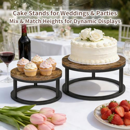2 Pack Rustic Round Cake Stand Set, 10/12 Inch Cupcake Pedestal Stands - size: 2 Pack