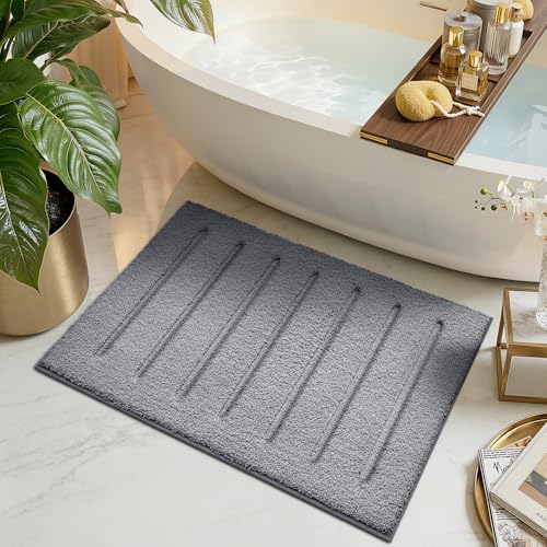 LUMI Ultra Soft Bathroom Rugs Absorbent, Non Slip Bath Mat 20x32, Grey - color: Grey, size: 20" X 32"